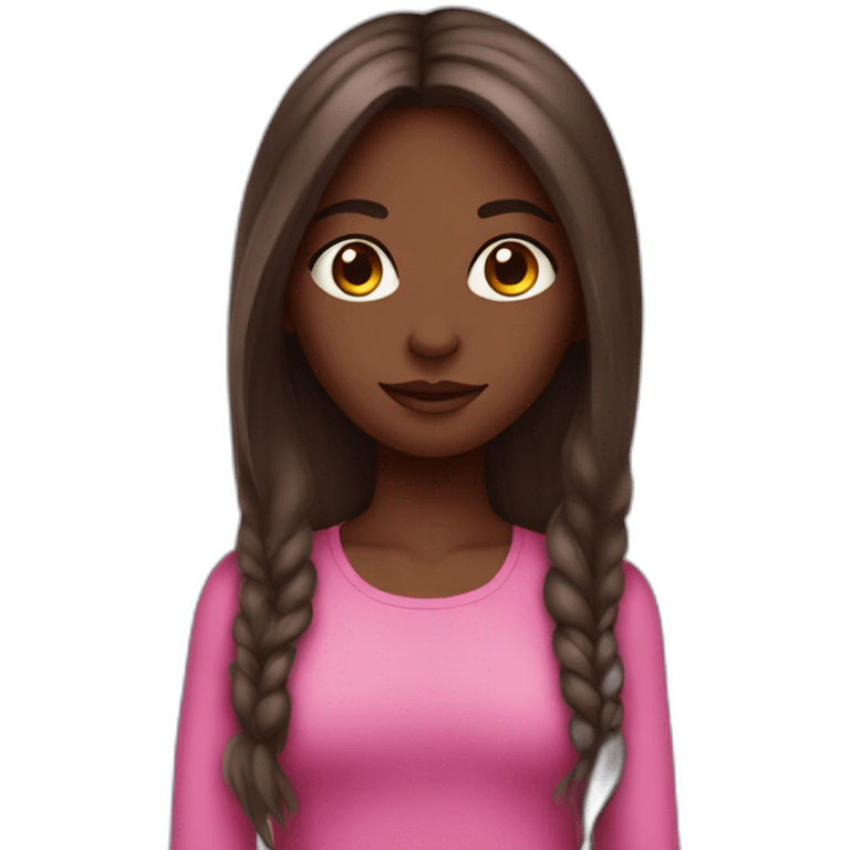 Darker  girl with a pink top and long brown hair emoji