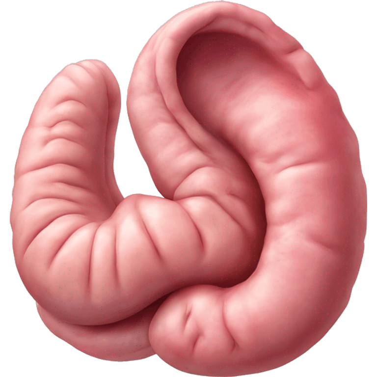 Realistic image of a human stomach, with its J-shape, inner folds, and a smooth pinkish surface, showing clear anatomical details and subtle shading.” emoji