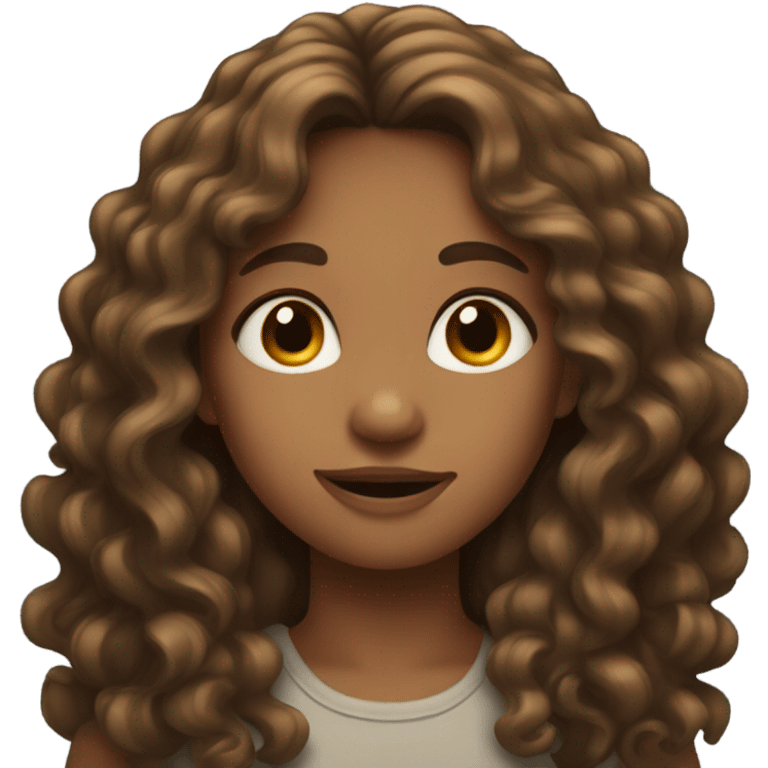 Girl with long curly brown hair emoji