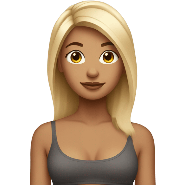 Girl with blonde balayage hair doing yoga emoji