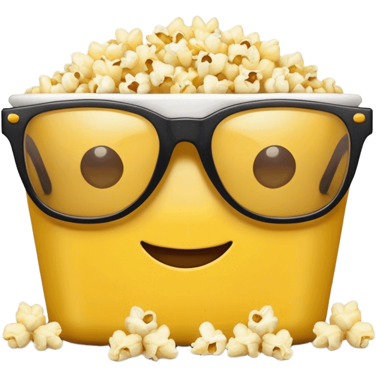 Popcorn with cinema glasses on it emoji