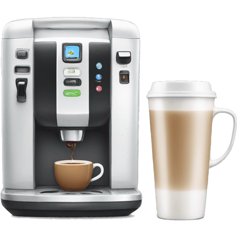 Coffee machine with a mug of coffee and milk container emoji