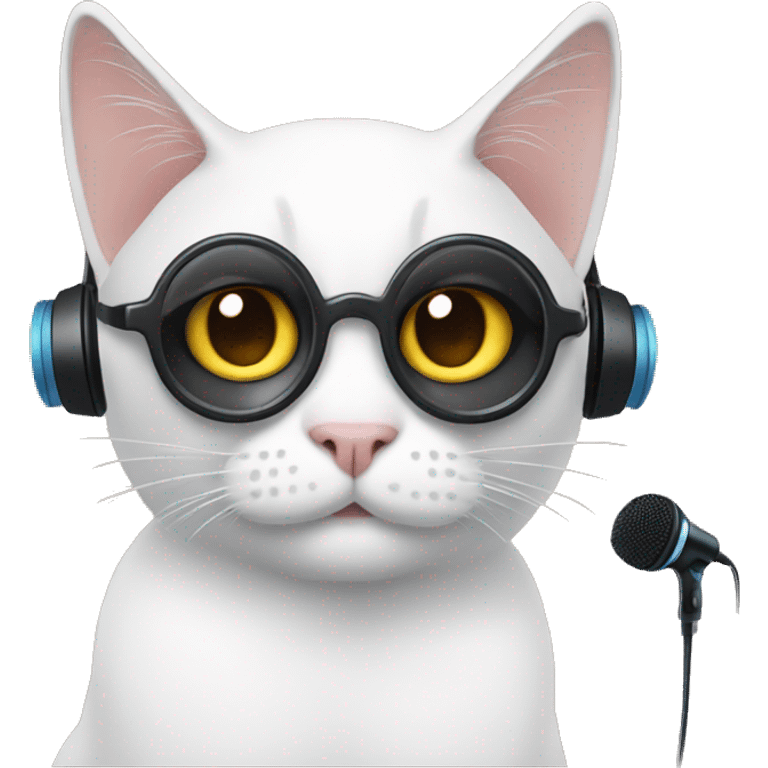 cat with earphone and mic podcasti emoji