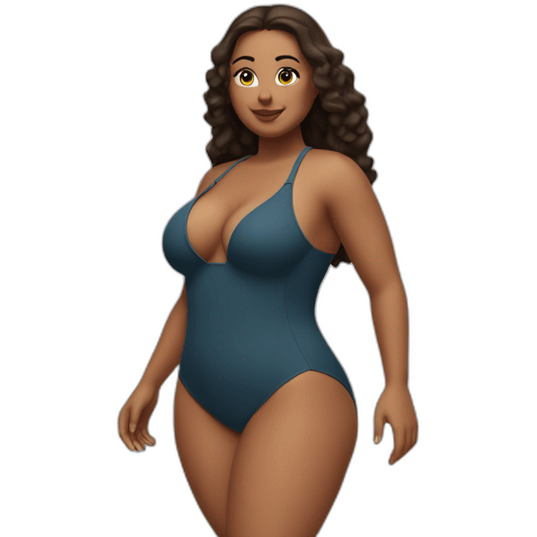 Slim-Thicc woman swimsuit posing full body (curvy slim body type, perfect body, hourglass figure) emoji