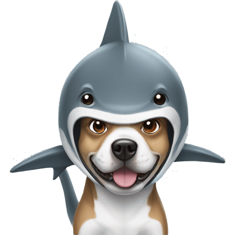 A dog wears a shark costume  emoji