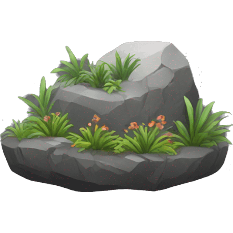 rock with plants emoji