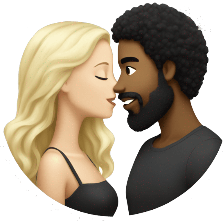 dominican male with beard and black hair afro kissing white blonde girl emoji