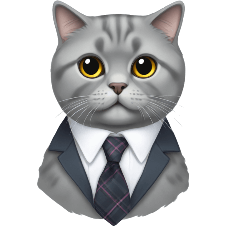 grey scottish fold cat in a tie emoji