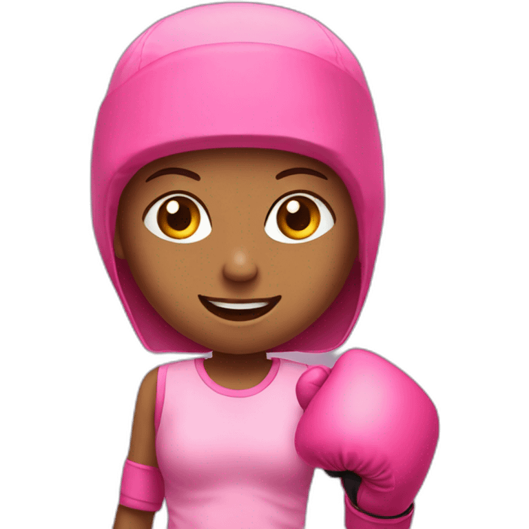 girls with boxing gloves in pink  emoji