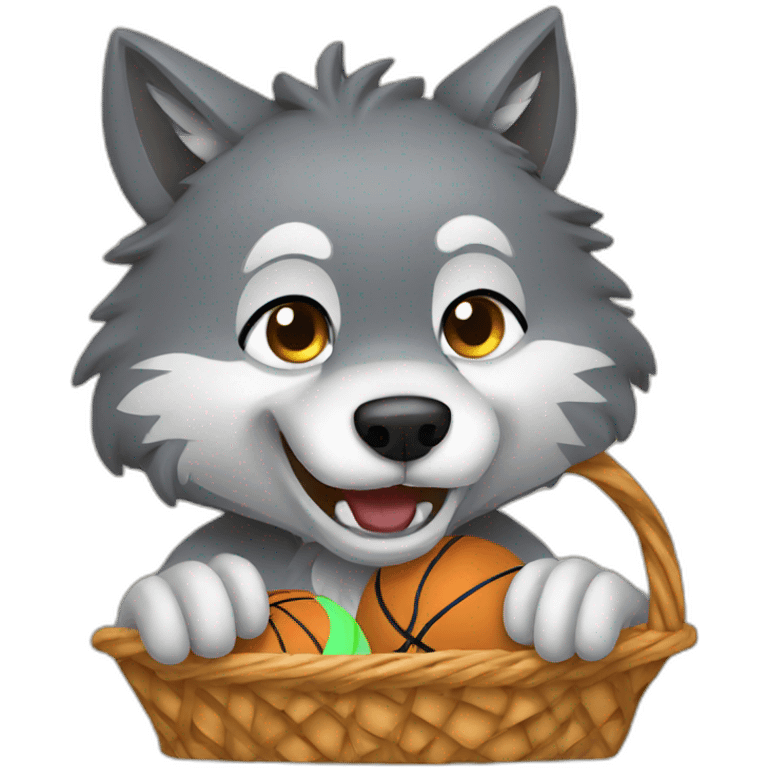 wolf playing basket emoji