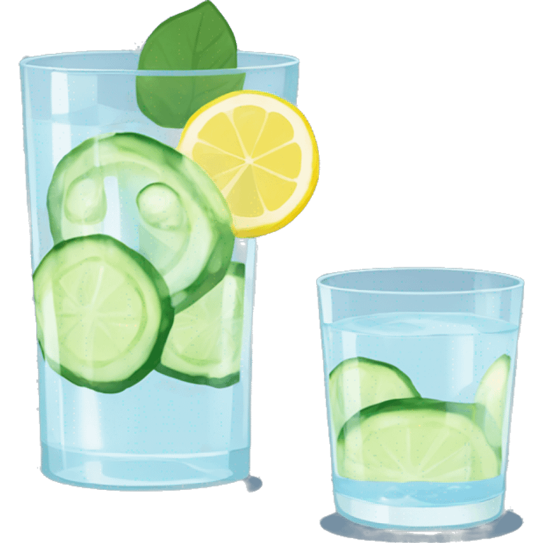 glass of water with lemon and cucumber emoji