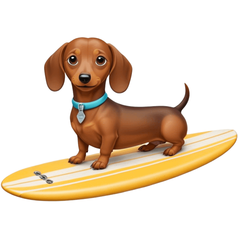 Dachshund with a-r on a surfboard  emoji