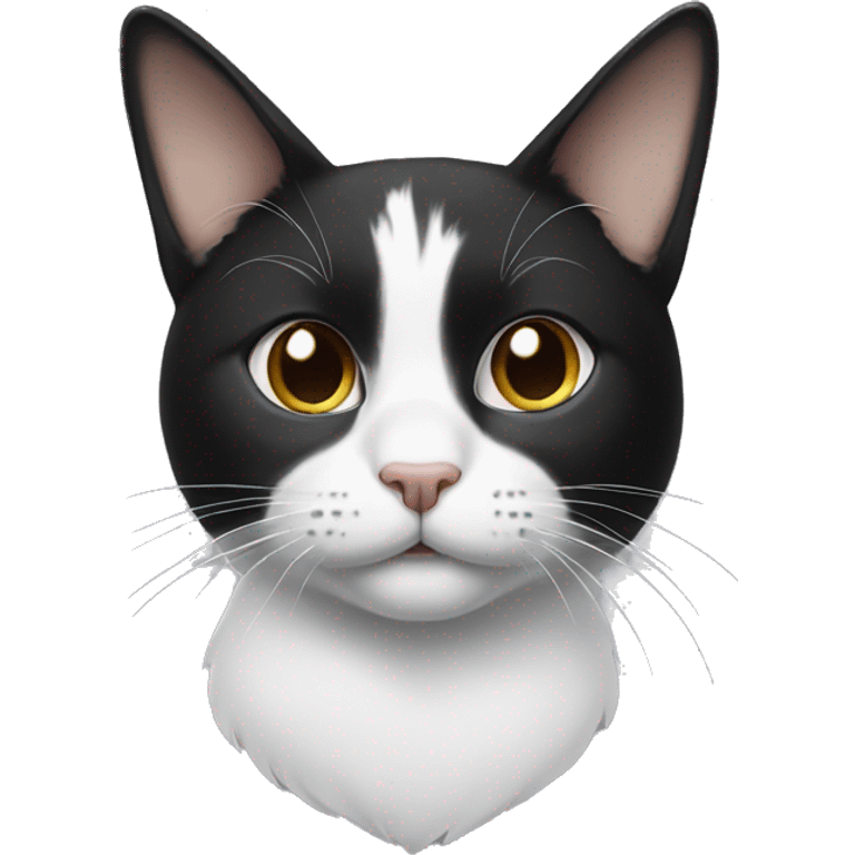 Black and white cat with half a back mustache  emoji