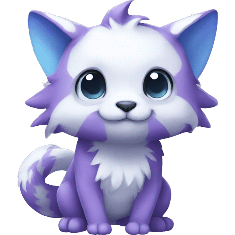 Cute cool purple white blue animal hybrid Fakemon full body emoji