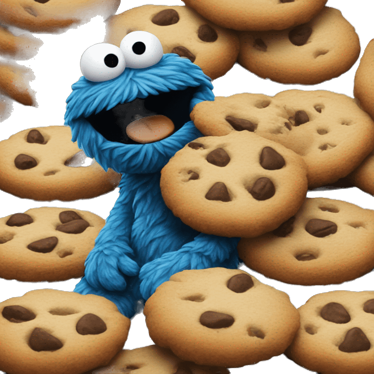 cookie monster with cookie emoji