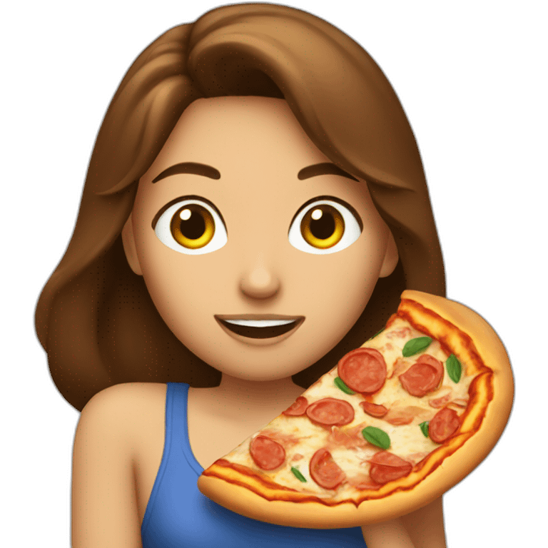 Brunette eating Pizza emoji