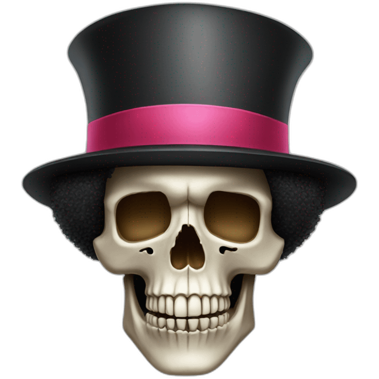 Skull with an afro and a hat emoji