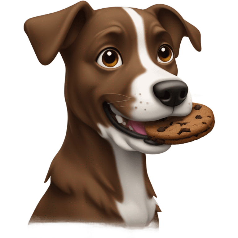 Dog eating double chunk chocolate cookie in japan emoji