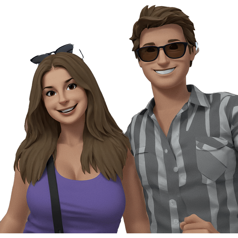 happy couple with sunglasses emoji