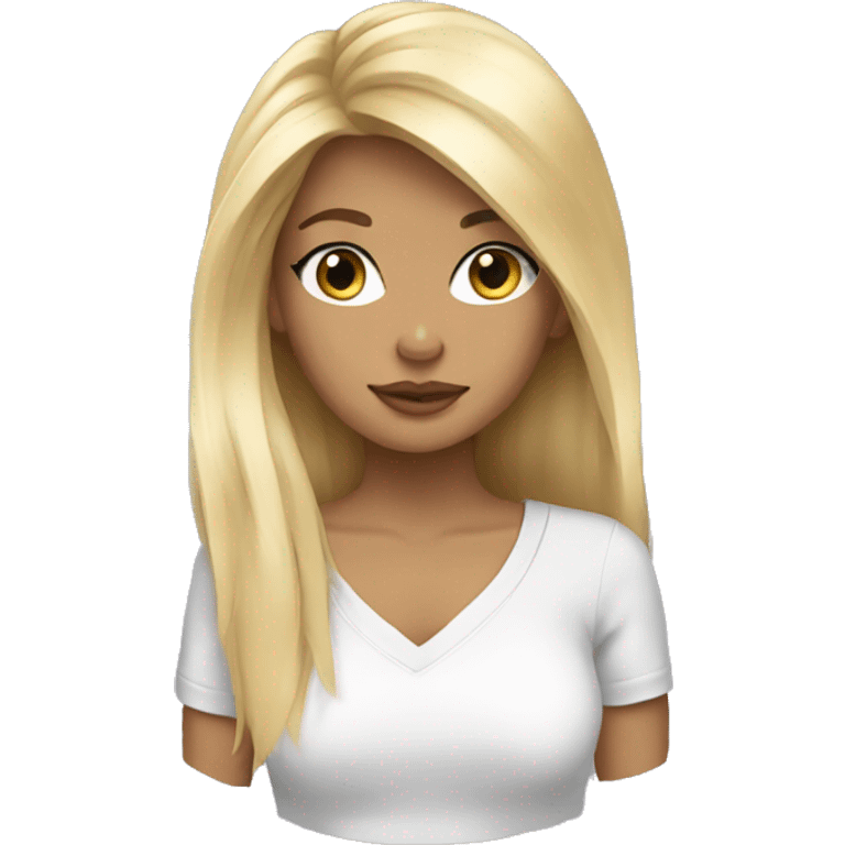 Shirt blonde hair girl with yorkie emoji