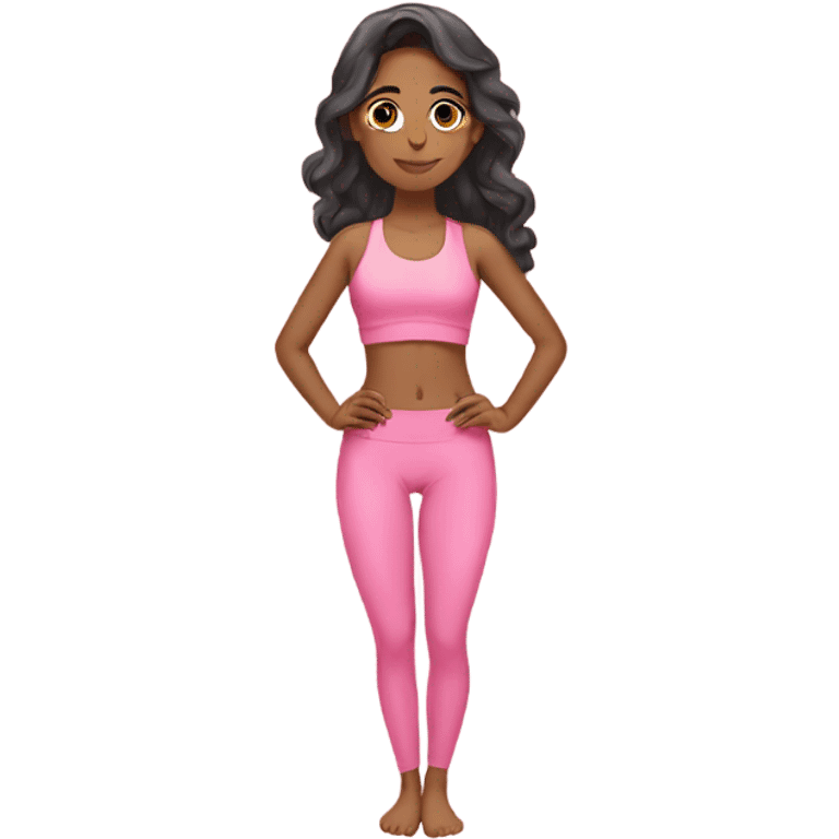 aesthetic pakistani girl with pink yoga set emoji emoji