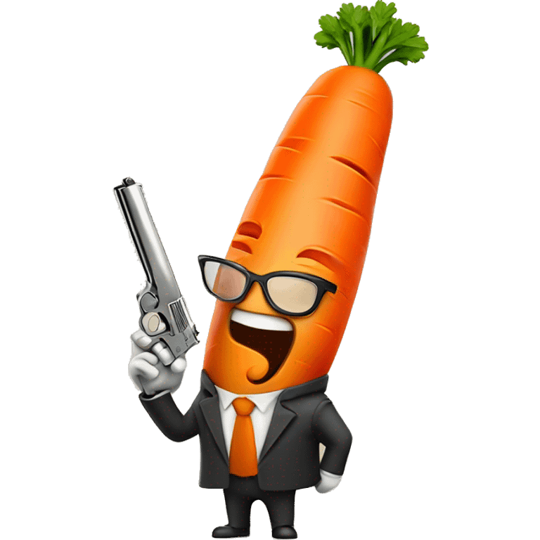 A Carrot with a Handgun smoking a cigarette  emoji