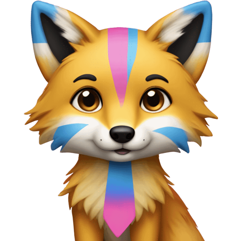 Cross fox pansexual flag emoji