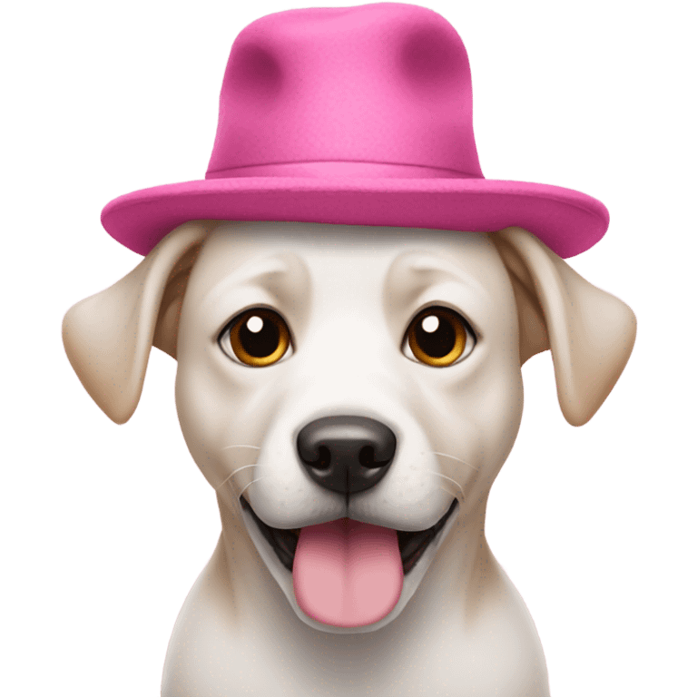 Dog wearing the pink hat emoji