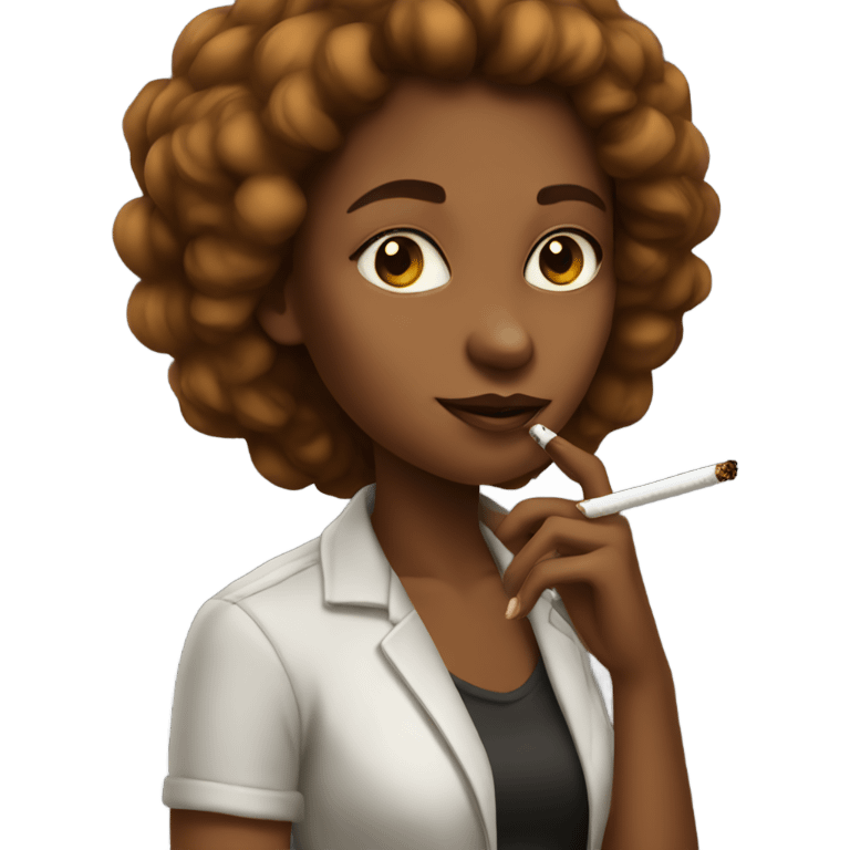 Girl with brown skin smoking emoji