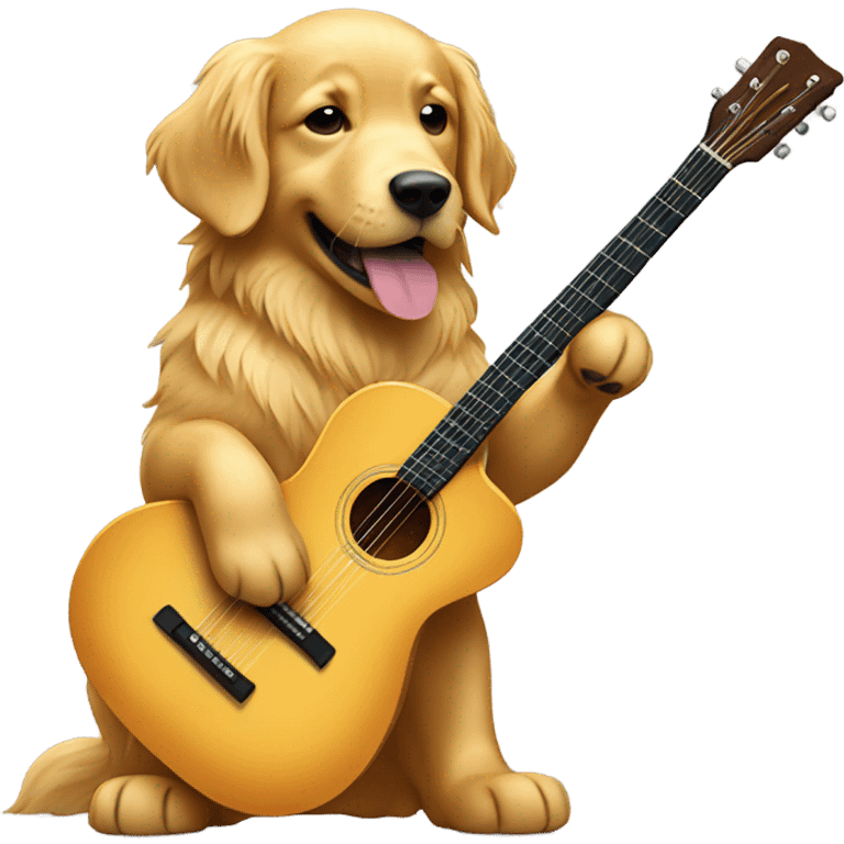 golden retriever playing a guitar emoji