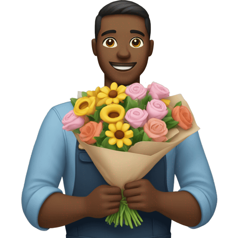 A bouquet of flowers in the hands of a florist emoji