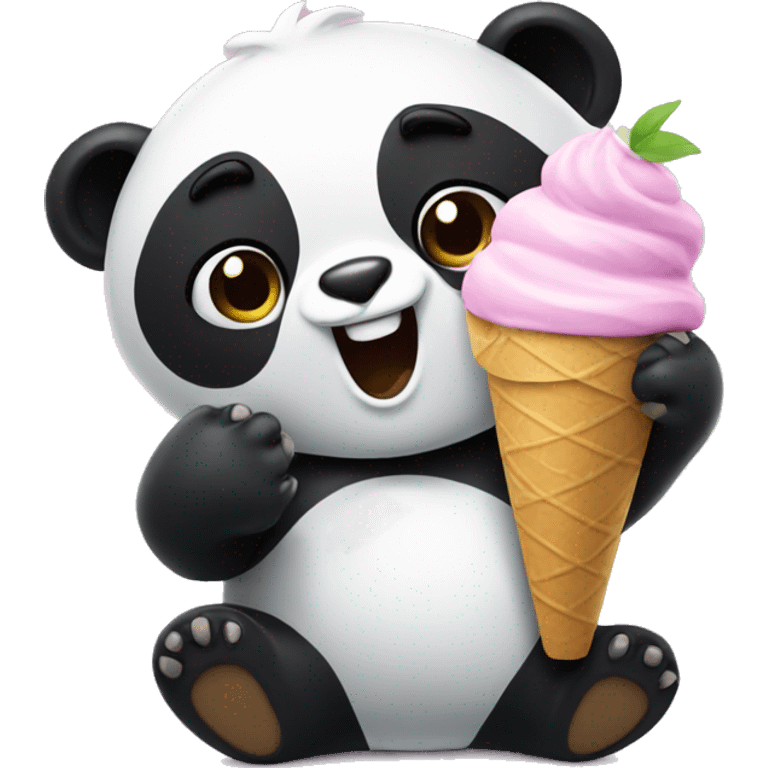 Panda eating ice cream emoji