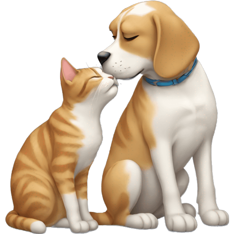 Cat and dog kissing  emoji