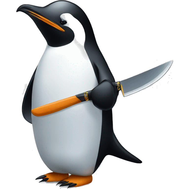 Penguin holding a knife emoji