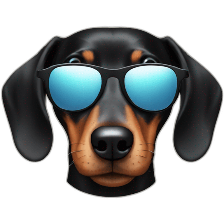 black dachshund in sunglasses head shot emoji