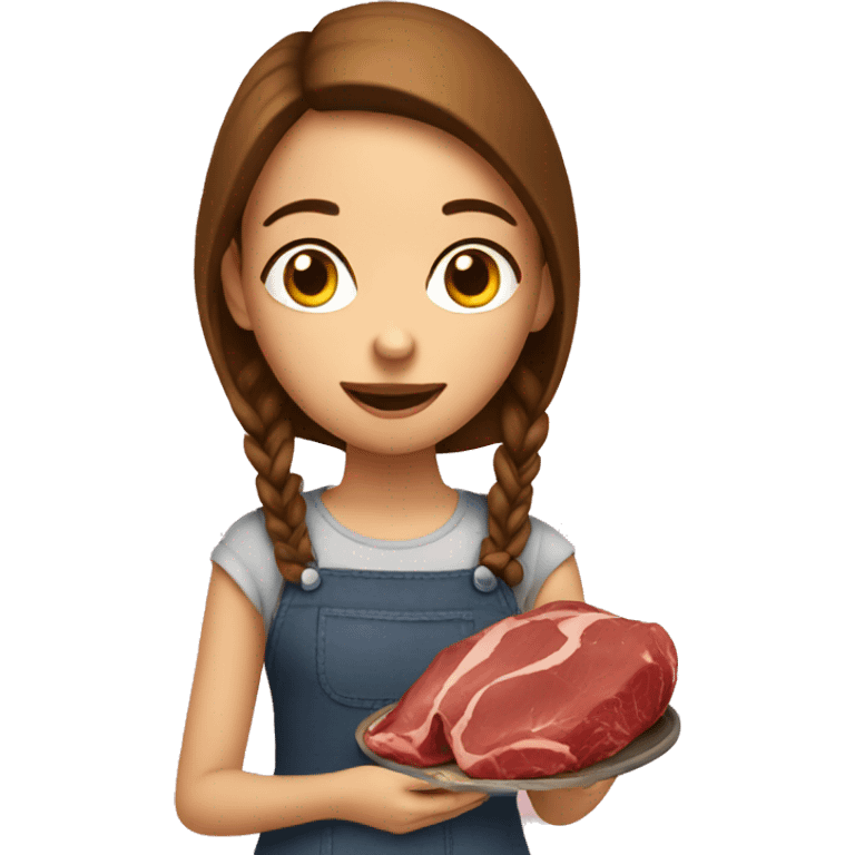 a girl eat meat emoji