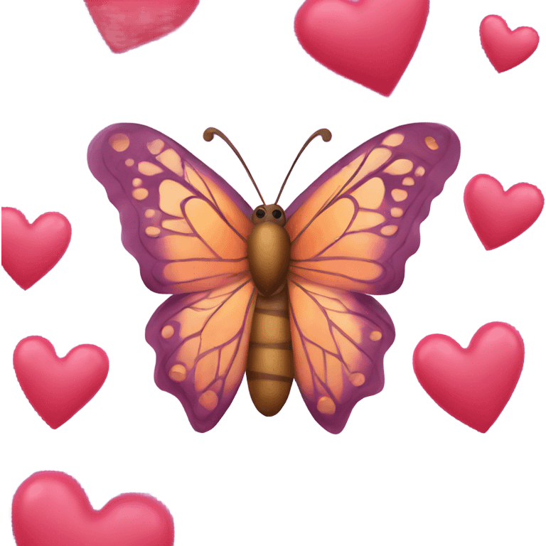 Butterfly with hearts emoji