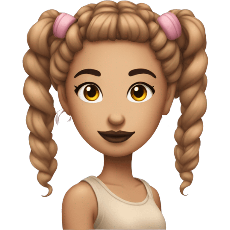 Tattooed girl with space buns and side bang emoji