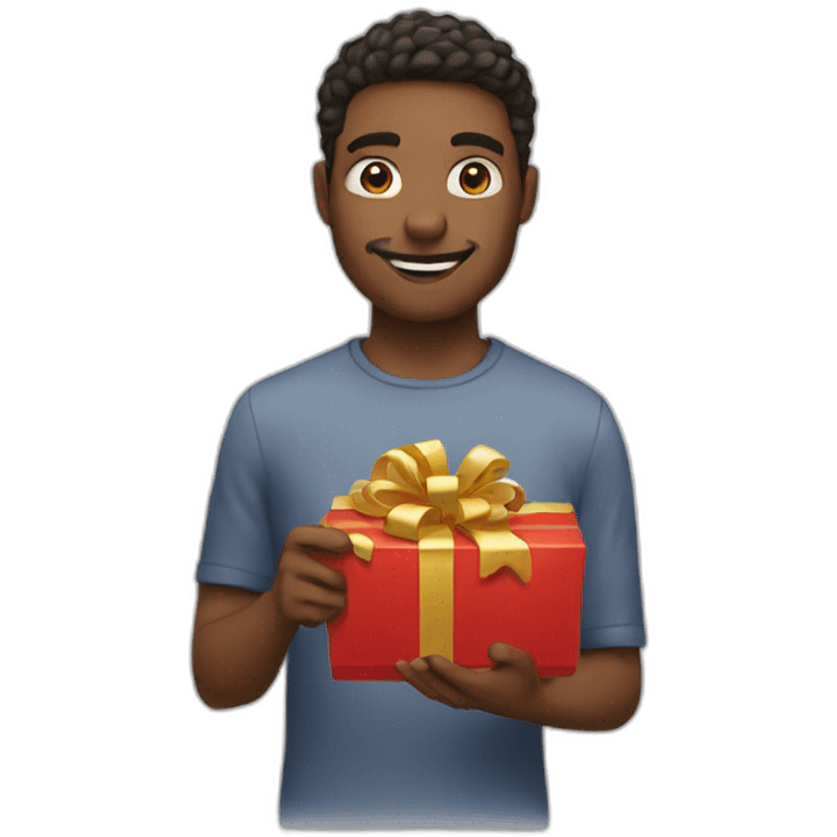 guy opening gift love emoji