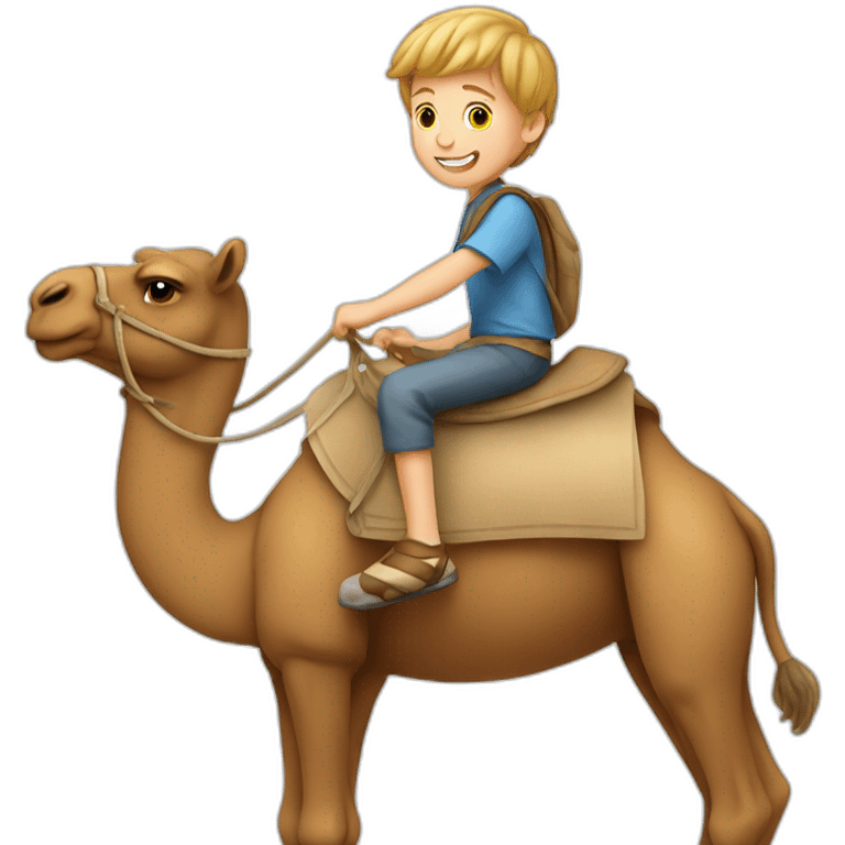 little white boy riding a camel emoji