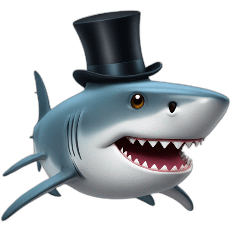 Shark with a top hat emoji