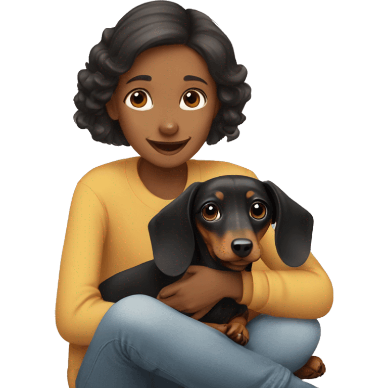 dachshund with girl  emoji