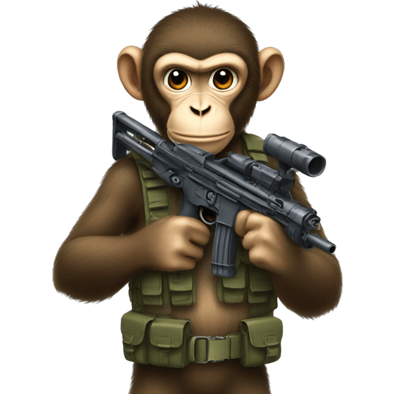 A monkey holding a machine gun emoji