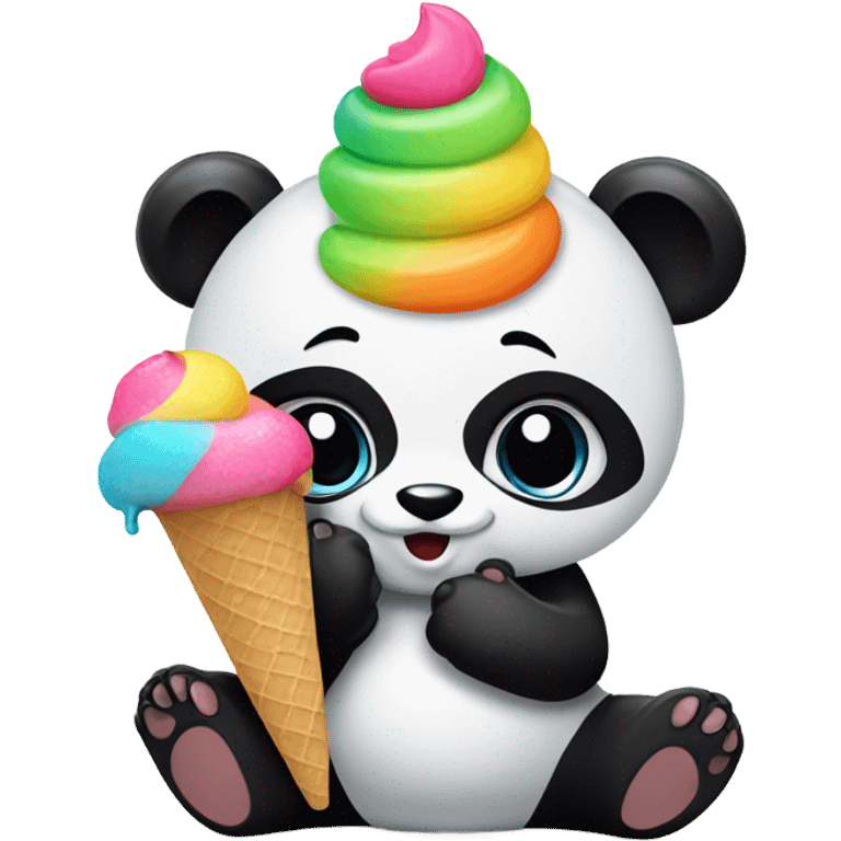 Panda eating ice cream emoji