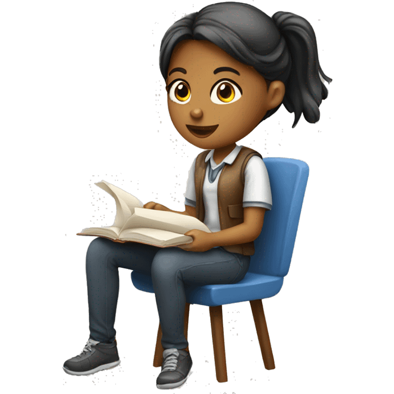 A studying girl on a chair emoji