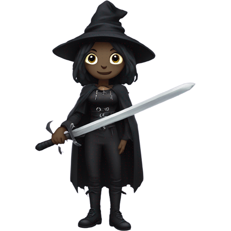 Goth witch holding a sword emoji