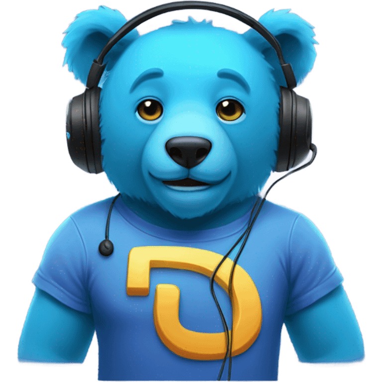 blue neon bear wearing gaming headset and hsirt that says SmiZZy emoji