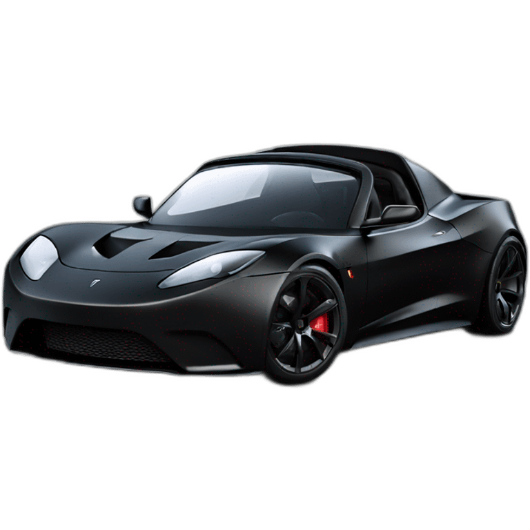 modified black Tesla Roadster with sporty front spoiler viewed from front emoji