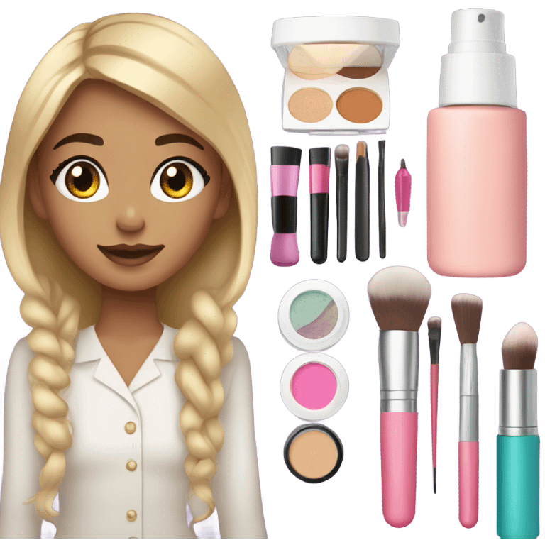 Makeup kit and a white girl  emoji