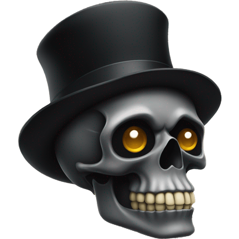 full black skull wearing a bowler hat emoji